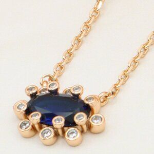 Rose Gold Necklace with Blue Stone Center & Adjustable Chain, XPNL0401